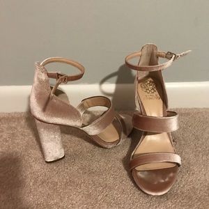 Vince Camuto ROBEKA Blush Velvet Block Heels